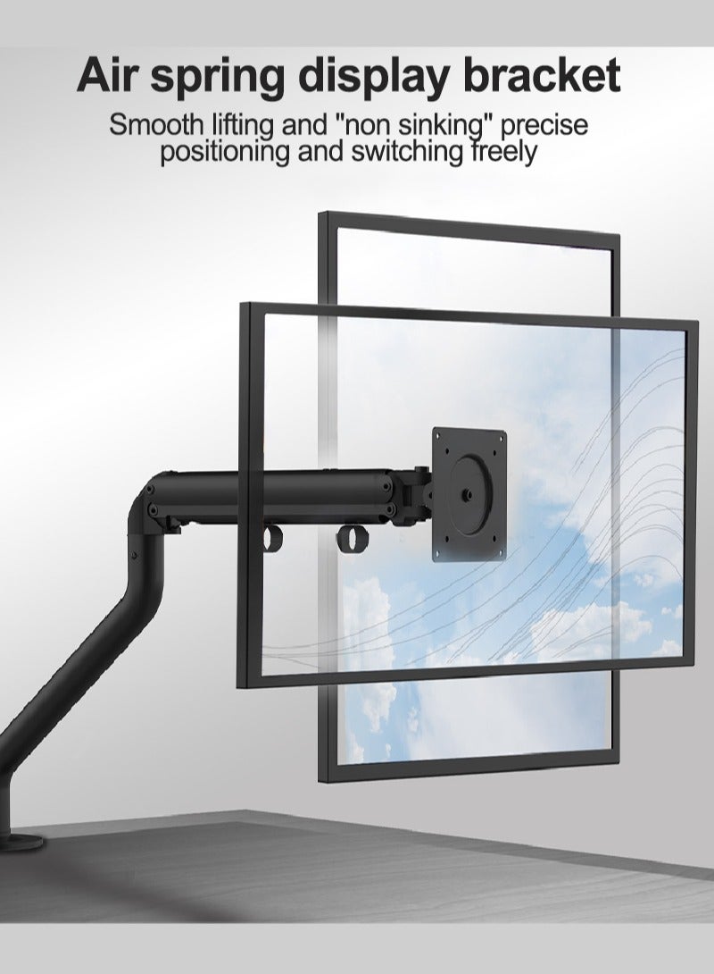 FlashHawk Single Monitor Arm Stand, Gas Spring Monitor Arm for 17-32 inch Flat/Curved/Ultrawide Monitors with C-clamp and Grommet Option - Image 5