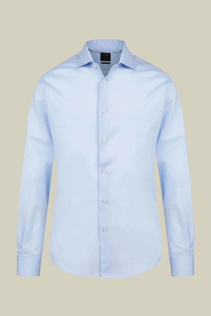 Doppelganger Blue Men's 100% cotton French collar classic shirt stretch slub fabric - Sky for Men | Best Price UAE