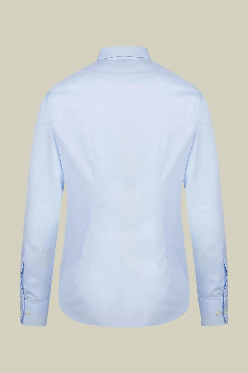 Doppelganger Blue Men's 100% cotton French collar classic shirt stretch slub fabric - Sky for Men | Best Price UAE