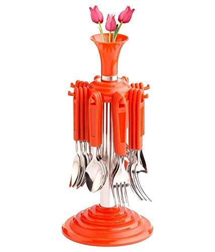 SEASPIRIT Cutlery Set Super Stainless Steel 24 Pieces Brown Cutlery Set with Stand Holder for Spoon and Fork Super Set - Image 2