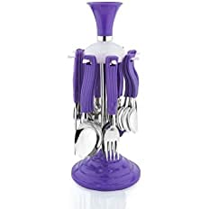 SEASPIRIT Cutlery Set Super Stainless Steel 24 Pieces Brown Cutlery Set with Stand Holder for Spoon and Fork Super Set - Image 4