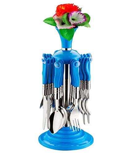SEASPIRIT Cutlery Set Super Stainless Steel 24 Pieces Brown Cutlery Set with Stand Holder for Spoon and Fork Super Set - Image 1