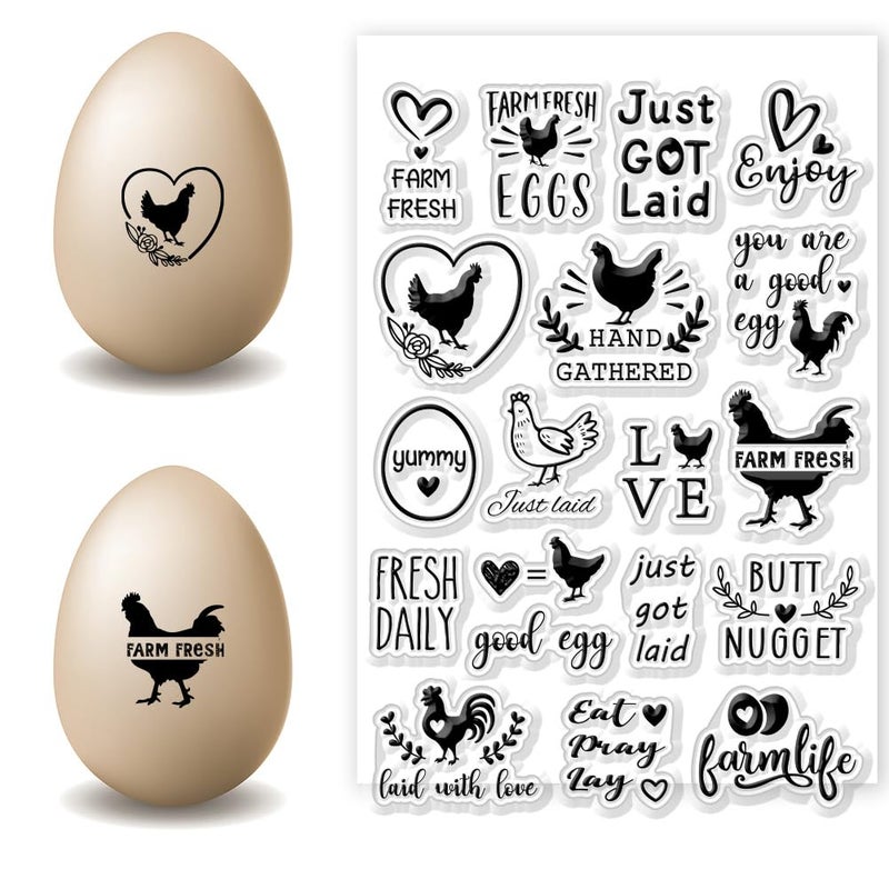 CHGCRAFT Easter Chicken Background Clear Stamp Words Transparent Stamps Farm Chicken Silicone Clear Stamp Seals for DIY Scrapbooking Photo Album Decorative Cards Making 43363 Inch - Image 3
