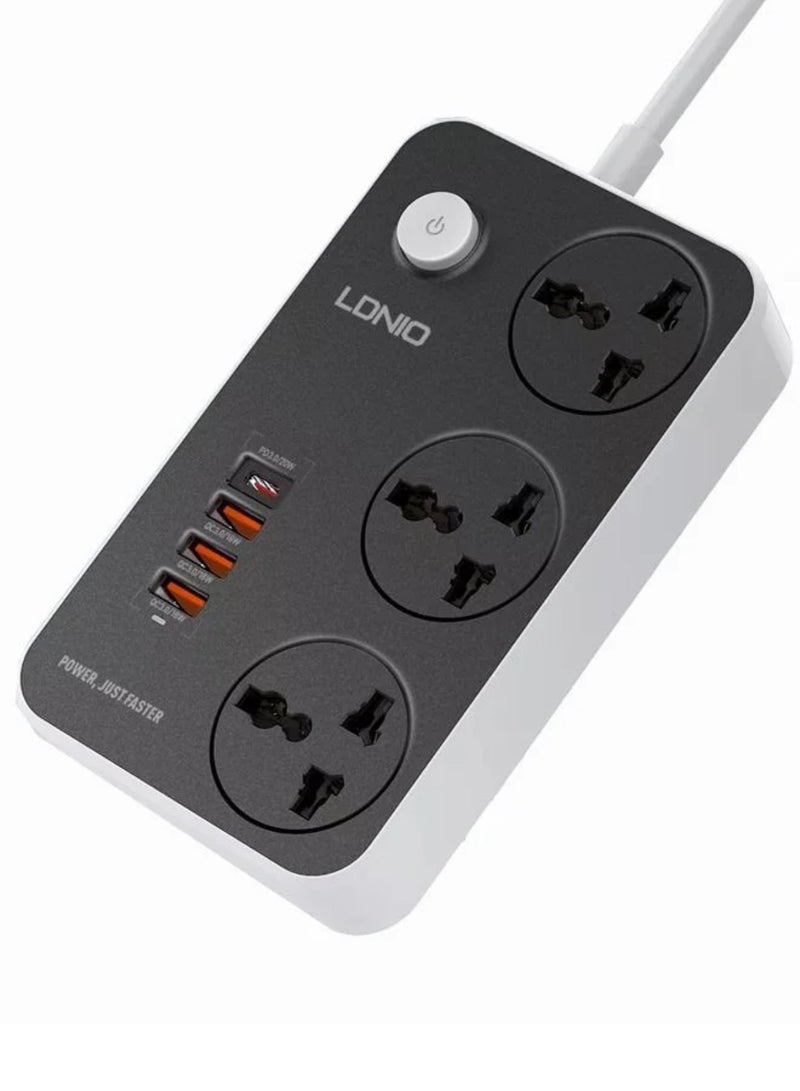 3 Power Socket Extension with Type C PD Port and 3 QC3.0 fast charging Port power strip - Image 5
