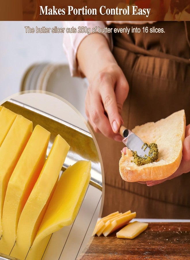 Dreyoo قطاعة زبدة من الفولاذ المقاوم للصدأ من دريو، قطعة واحدة، 16 سلكًا حادًا من الفولاذ المقاوم للصدأ للتحكم في الكمية، قطاعة زبدة وجبن بمقبض محمول للزبدة والجبن والفواكه والمخبوزات - Image 3
