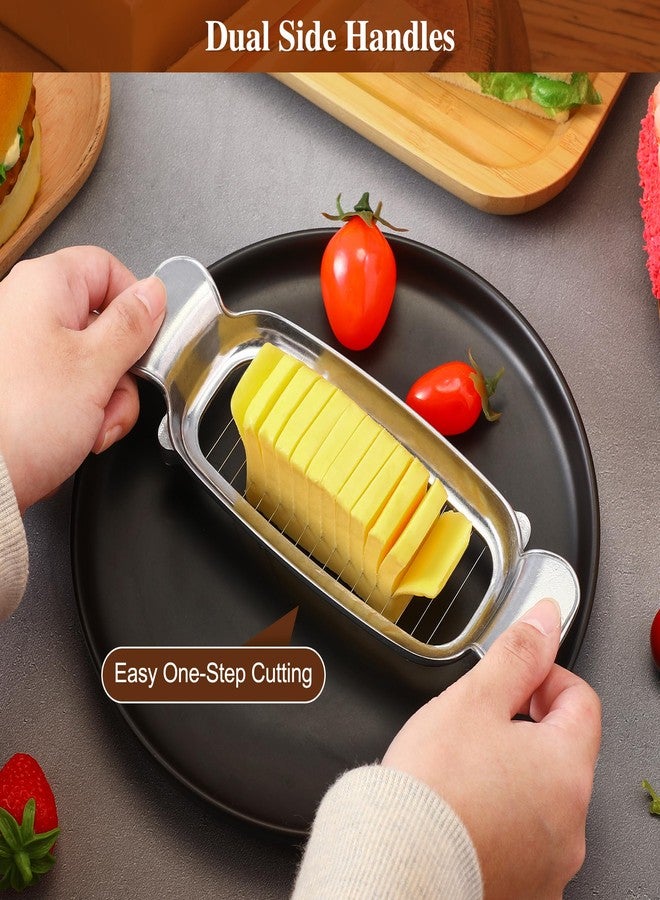 Dreyoo قطاعة زبدة من الفولاذ المقاوم للصدأ من دريو، قطعة واحدة، 16 سلكًا حادًا من الفولاذ المقاوم للصدأ للتحكم في الكمية، قطاعة زبدة وجبن بمقبض محمول للزبدة والجبن والفواكه والمخبوزات - Image 2