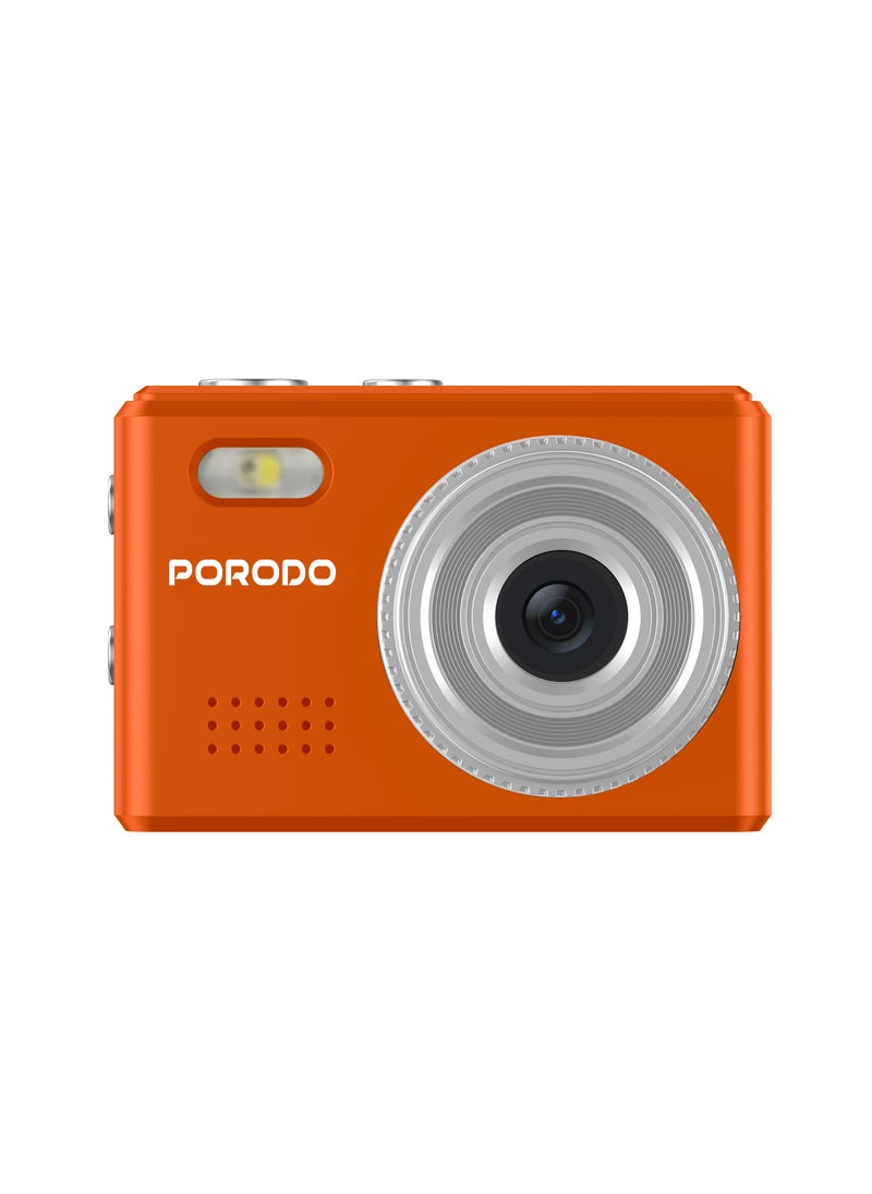 porodo Lifestyle Snap & Go Mini Digital Camera 2MP / Full HD Camera Video Resolution / Portable Camera with Lightweight / 6 Color Filters / Instant Webcam Function / AVI and JPG Format - Orange  - Image 1