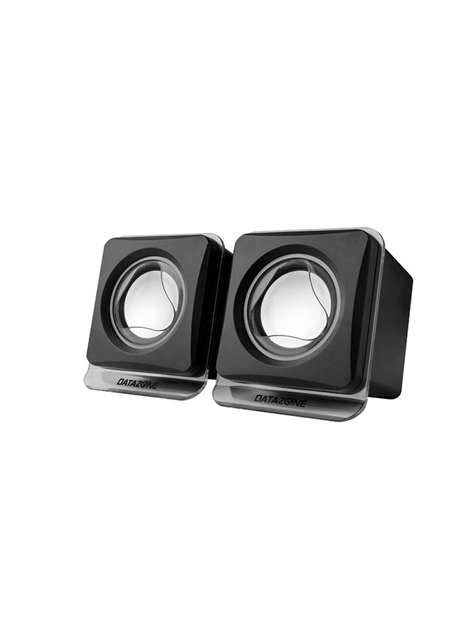 Datazone Mini Desktop Speaker with Sleek Square Design, High Quality Sound, USB and AUX Powered, 3W x 2 Output, Easy to Use for Gaming and Music - Image 2