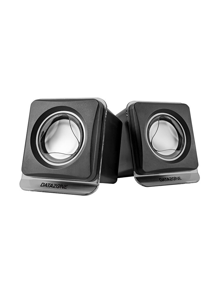 Datazone Mini Desktop Speaker with Sleek Square Design, High Quality Sound, USB and AUX Powered, 3W x 2 Output, Easy to Use for Gaming and Music - Image 3