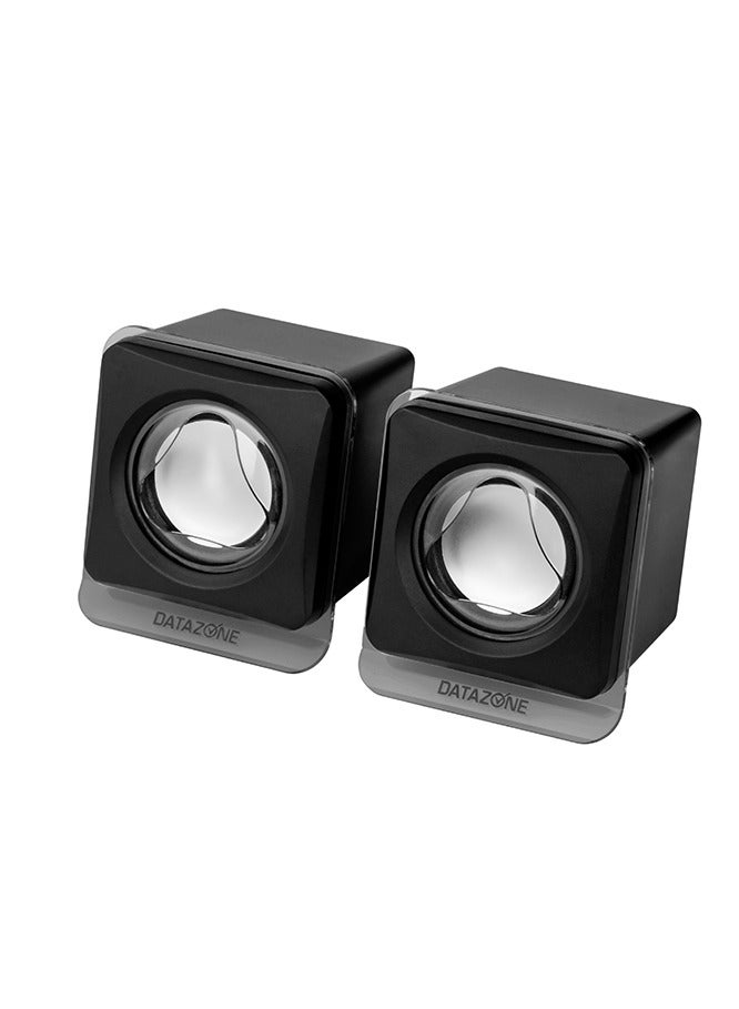 Datazone Mini Desktop Speaker with Sleek Square Design, High Quality Sound, USB and AUX Powered, 3W x 2 Output, Easy to Use for Gaming and Music - Image 1