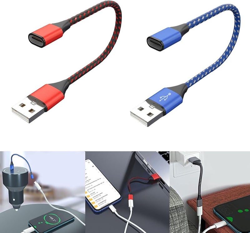 Black USB 2.0 Male to Female Type C Adapter Extension Cable for Laptop PC Phone Charger Data Transfer - Image 3
