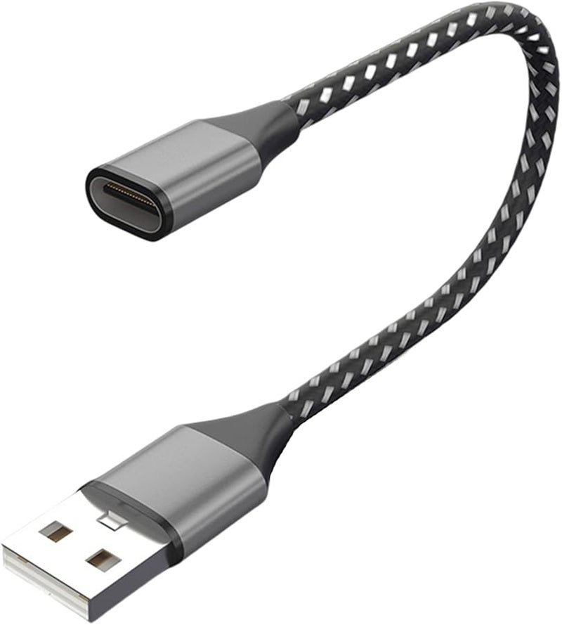 Black USB 2.0 Male to Female Type C Adapter Extension Cable for Laptop PC Phone Charger Data Transfer - Image 1