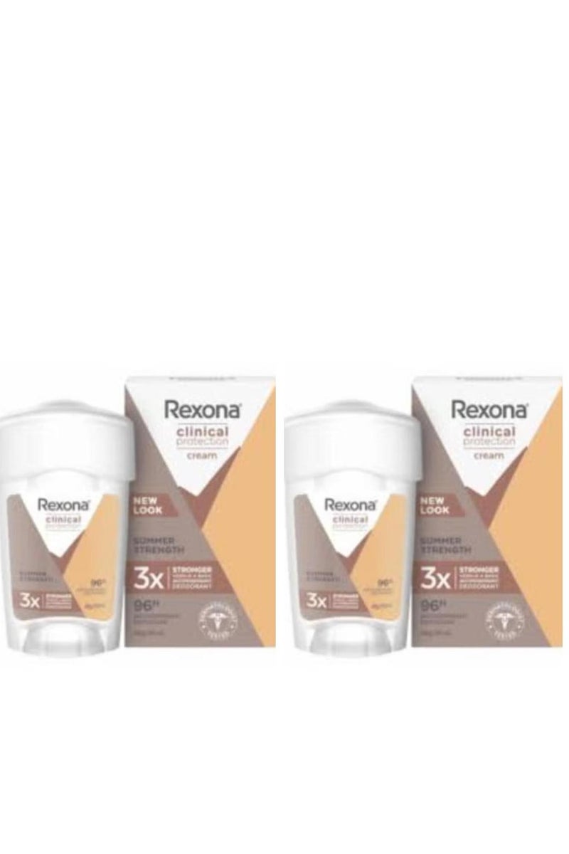 ريكسونا مزيل عرق كريمي سريري للنساء، قوة صيفية، حماية تدوم 96 ساعة، 45 مل، قطعتان