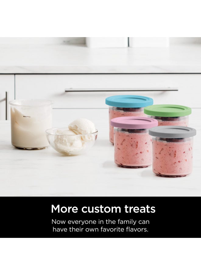 Ninja Ninja Creami Pints 4 Pack, Compatible with NC299AMZ & NC300s Series Creami Ice Cream Makers, Genuine Ninja Pint, BPA-Free & Dishwasher Safe, Color Lids, Clear/Grey/Lime/Pink/Aqua, XSKPLD4BCD  - Image 5