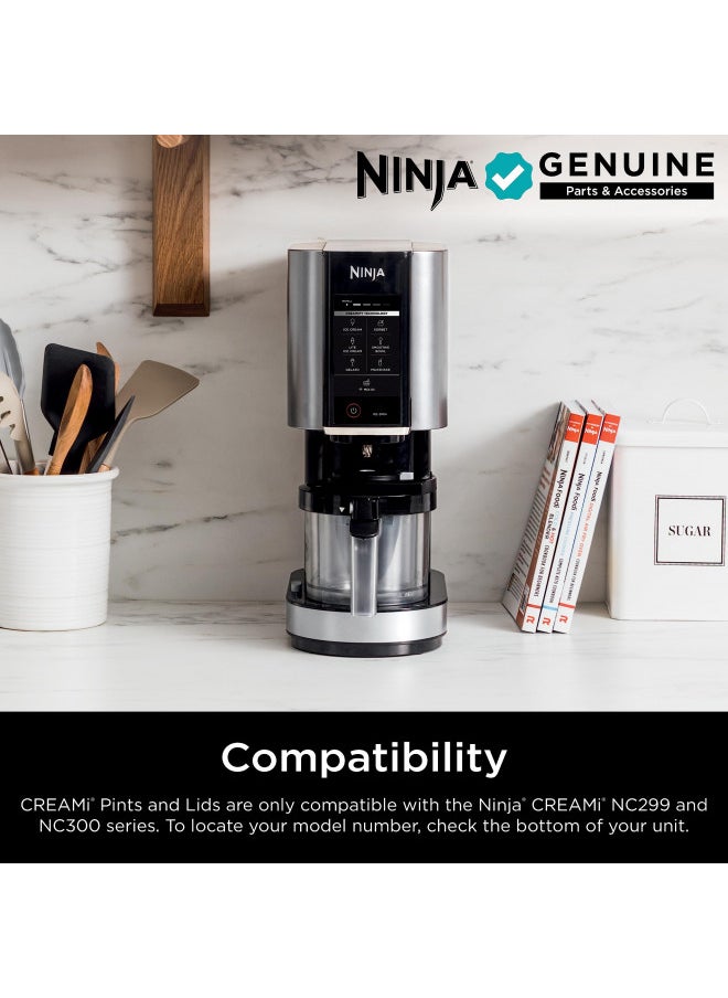 Ninja Ninja Creami Pints 4 Pack, Compatible with NC299AMZ & NC300s Series Creami Ice Cream Makers, Genuine Ninja Pint, BPA-Free & Dishwasher Safe, Color Lids, Clear/Grey/Lime/Pink/Aqua, XSKPLD4BCD  - Image 3
