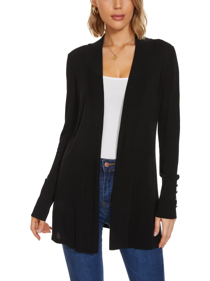 ROW 8 ROW Black Cardigan for Women Dressy Casual Long Sleeve Open Front Knit Cardigan Sweaters - Image 5