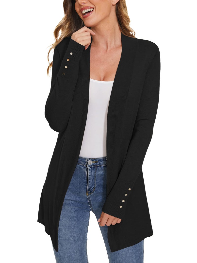ROW 8 ROW Black Cardigan for Women Dressy Casual Long Sleeve Open Front Knit Cardigan Sweaters - Image 1