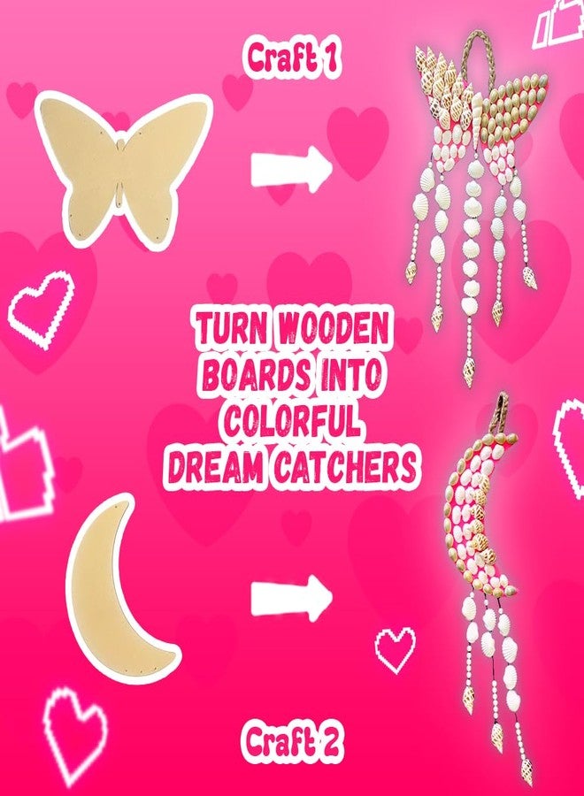 KREEDA- DIY Sea Shell Dream Catcher | Art & Craft Kit | DIY 150+ Natural Sea Shells | Creative Activity | Butterfly and Moon DIY kit | Gifts for Girls & Boys Ages 6, 7, 8, 9, 10, 11, 12 - Image 3