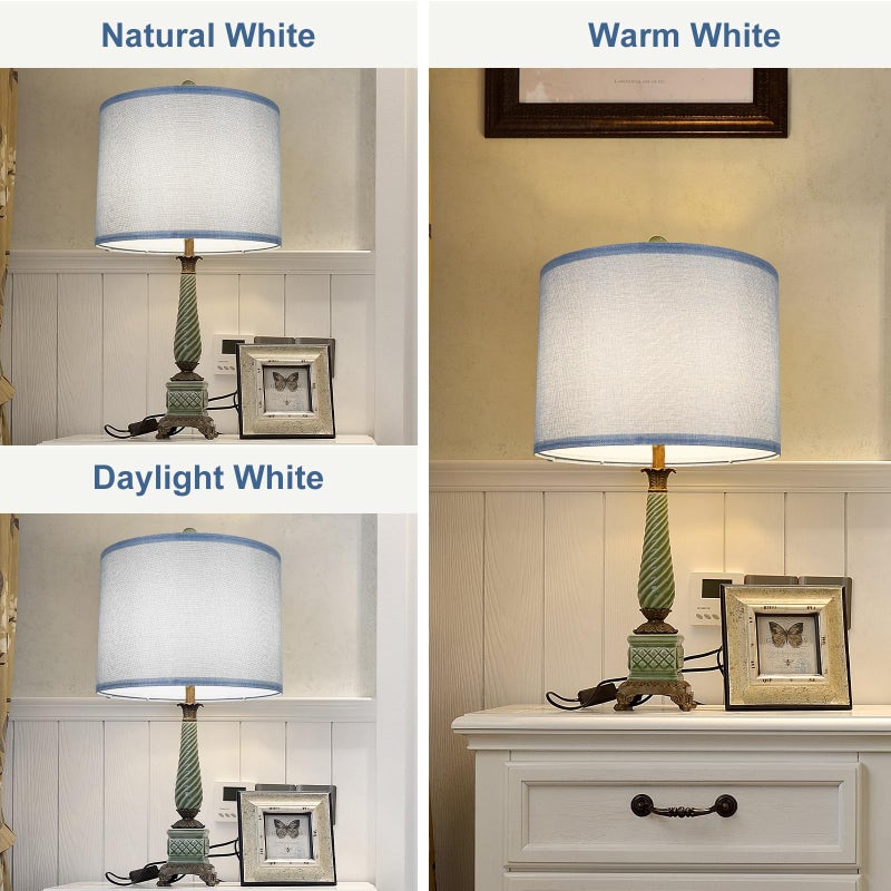 Koorle Lamp Shades Set of 2, Drum Lampshade for Table Lamps Floor Lamp, 13" Top X 13" Bottom X 10" High Blue Large Line Fabric Lamp Shades, Easy Assembly Replacement Lampshades - Image 3