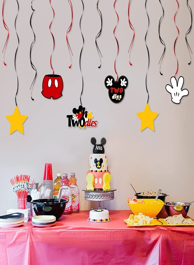 LINGTEER Oh Twodles Birthday Swirls Streamers - Cheers to Boys 2nd Birthday Kids Two Years Old Mouse Theme Party Hanging Decorations. - Image 5