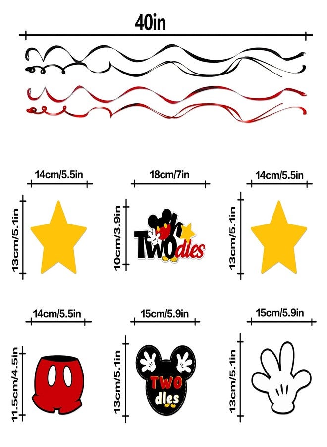 LINGTEER Oh Twodles Birthday Swirls Streamers - Cheers to Boys 2nd Birthday Kids Two Years Old Mouse Theme Party Hanging Decorations. - Image 4