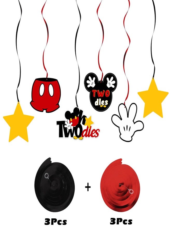 LINGTEER Oh Twodles Birthday Swirls Streamers - Cheers to Boys 2nd Birthday Kids Two Years Old Mouse Theme Party Hanging Decorations. - Image 3