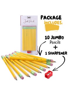 Mr. Pen Jumbo Pencils, 10 Pencils And 1 Sharpener, Big Pencil, Fat Pencils, Jumbo Pencils For Preschoolers, Fat Pencils For Kindergarten, Thick Pencils, Big Pencils For Preschoolers, Large Pencil.  - Image 2