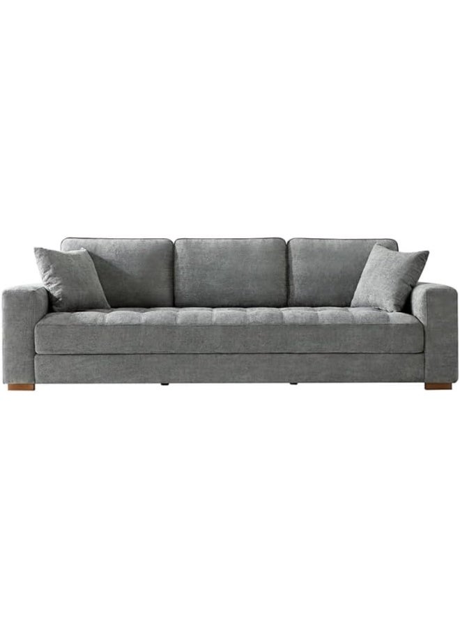 Poppins Home 3-Seater Wide Sofa Couch â€“ Ideal for Living Room with Plush Seating and Premium Soft Fabric (Grey) - Image 5