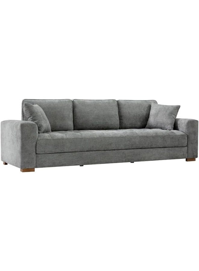 Poppins Home 3-Seater Wide Sofa Couch â€“ Ideal for Living Room with Plush Seating and Premium Soft Fabric (Grey) - Image 4