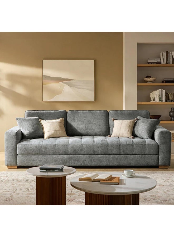 Poppins Home 3-Seater Wide Sofa Couch â€“ Ideal for Living Room with Plush Seating and Premium Soft Fabric (Grey) - Image 3