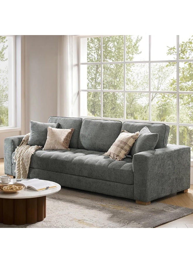 Poppins Home 3-Seater Wide Sofa Couch â€“ Ideal for Living Room with Plush Seating and Premium Soft Fabric (Grey) - Image 1