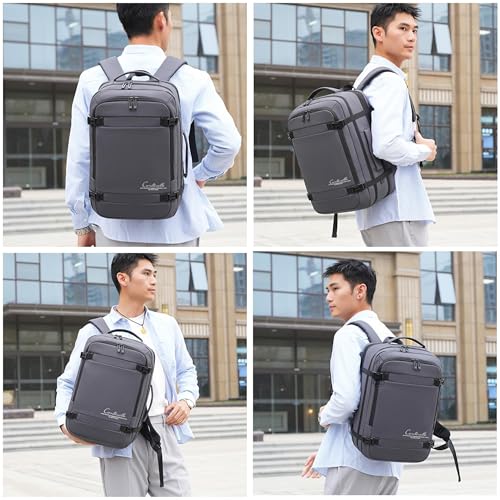 Contacts Expandable Travel Backpack 40L, Waterproof, USB Charging, Anti-Theft Pocket, 17" Laptop Compartment, TSA-Friendly 180Â° Opening for Business, Work, and Travel (Grey) - Image 2
