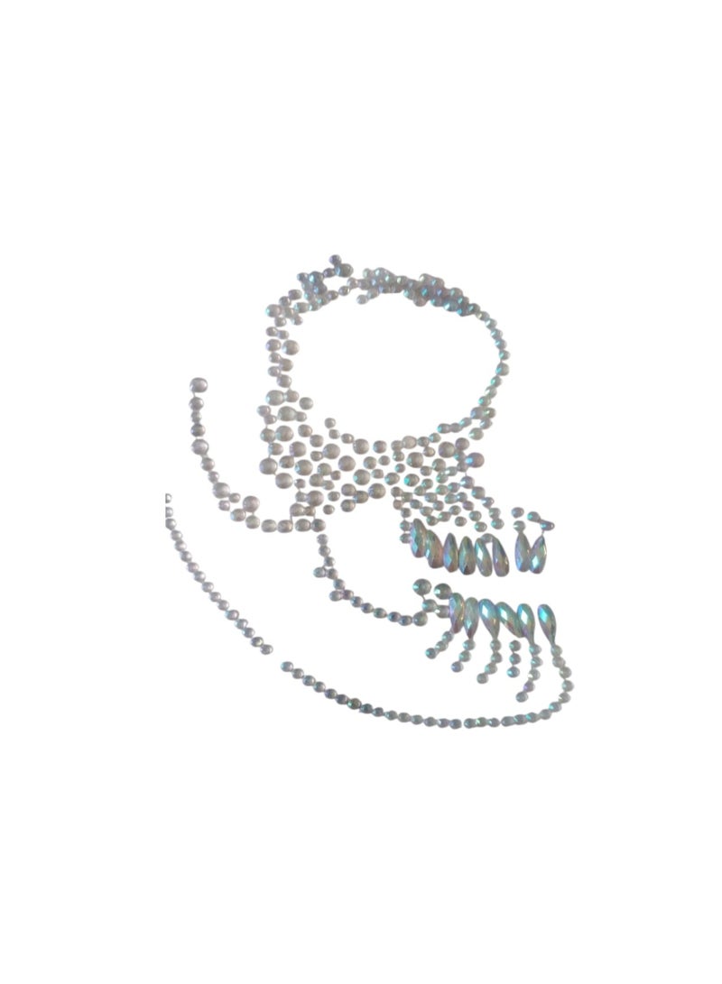 Rhinestone Sugar Skull Makeup Design – Glitter Face Tattoo for Halloween, Day of the Dead & Festivals | Sparkling Crystal Gems Skull Look for Women Who Love Glam & Gothic Beauty - Image 2