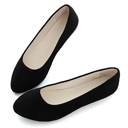 Dear Time Women Flat Shoes Comfortable Slip on Pointed Toe Ballet Flats Black US 9.5 - Image 4
