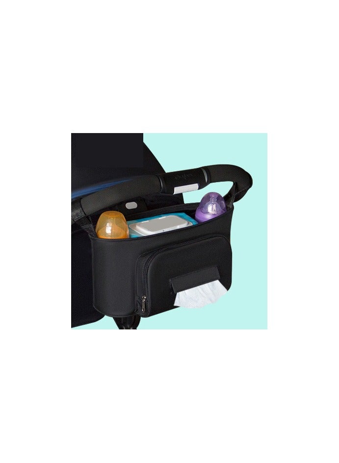 Goolsky Universal PU Leather Stroller Organizer with Insulated Cup Holder, Tissue Pocket, Adjustable Strap, and Large Capacity for Baby Essentials - Fits Any Stroller - Image 3