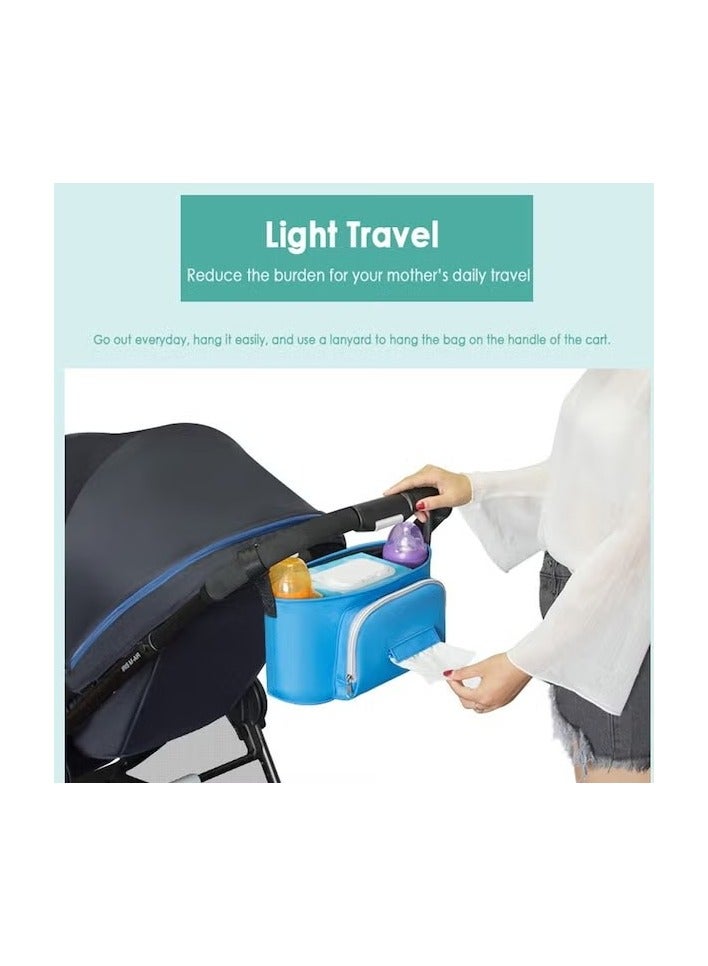 Goolsky Universal PU Leather Stroller Organizer with Insulated Cup Holder, Tissue Pocket, Adjustable Strap, and Large Capacity for Baby Essentials - Fits Any Stroller - Image 5