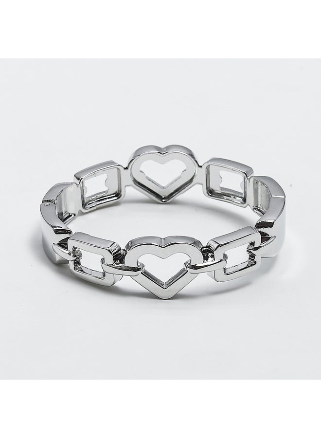 FLUFFY Heart shape Bold Bracelet Of Fluffy Women's Accessories-Silver - Image 3