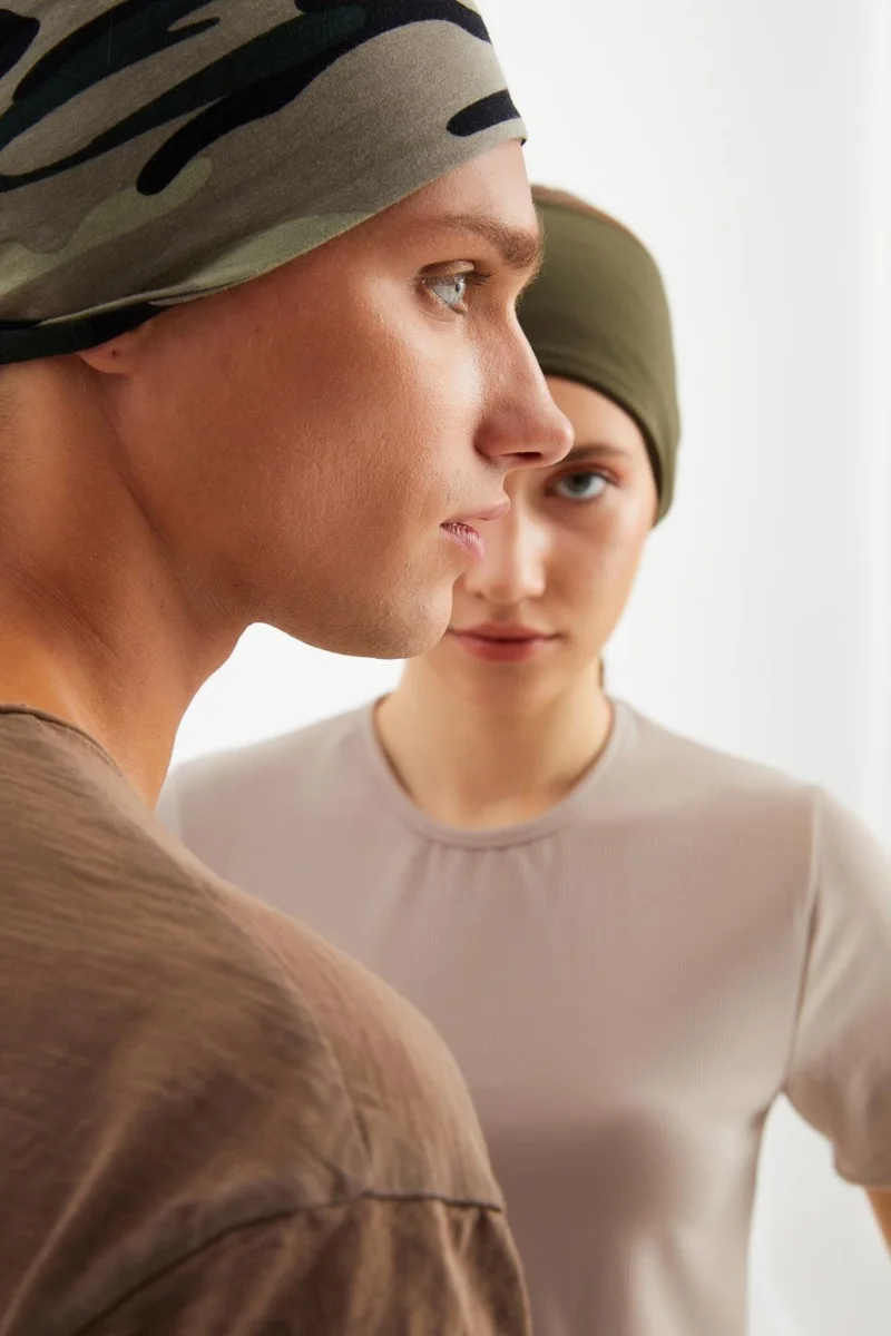 بوتيكجيز Khaki -Camouflage 2-Pack Double-Sided Use Alternative, Cotton Combed Cotton, Non-Slip, Lightweight, Sports Headband Bandana