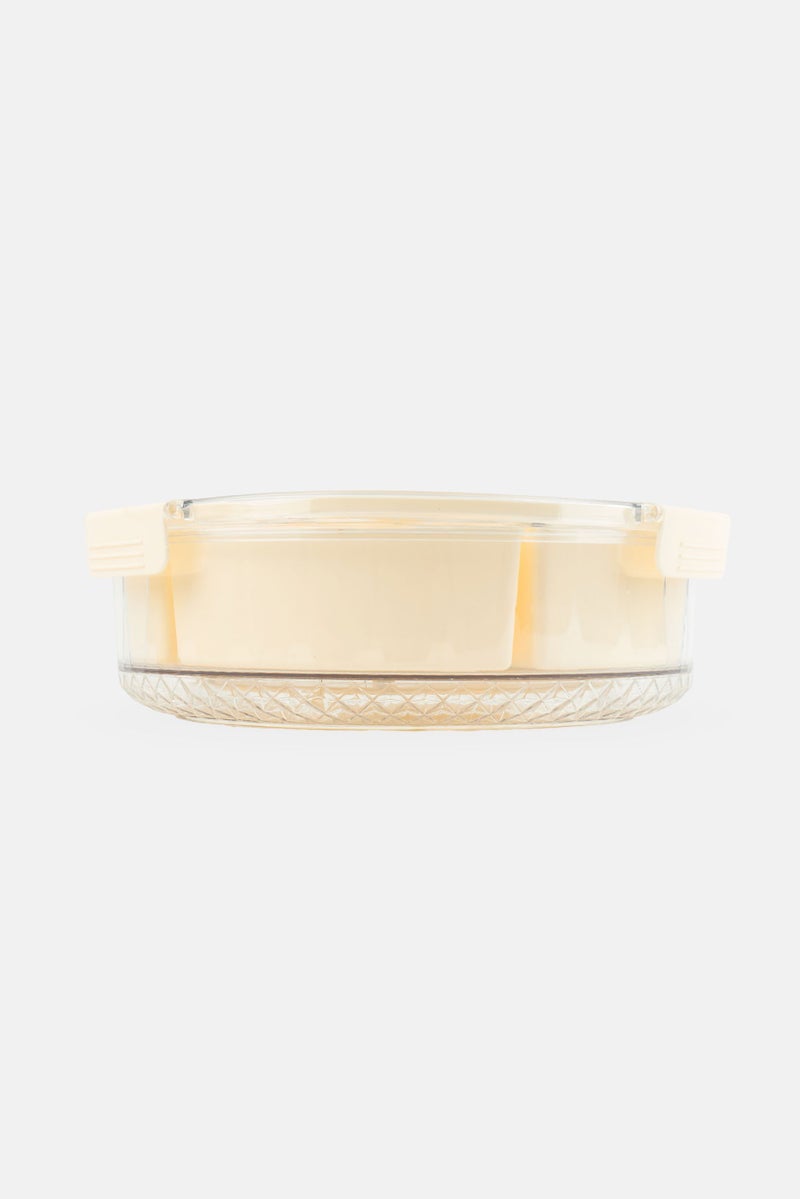 COOK WITH COLOR Plastic Rotating Snackle Tray, Cream - Image 1