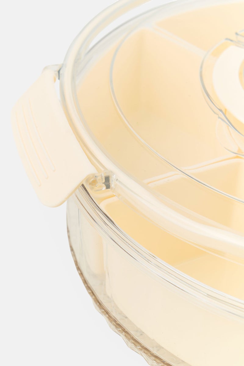 COOK WITH COLOR Plastic Rotating Snackle Tray, Cream - Image 2