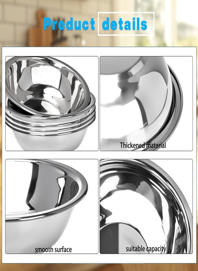 Norcoin 16 Pack Stainless Steel Bowls 6.3 Inch Wide Metal Bowl with Flat Base 3/4 Quart Small Prep Bowls for Kitchen Baking Serving Cooking Mixing Meal Salad Nesting - Image 3