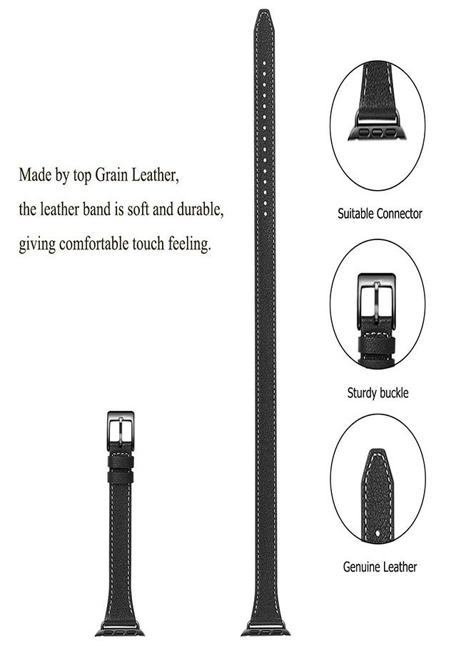 Ofrdncy - Ofrdncy Compatible for Apple Watch Band 49mm 46mm 45mm 44mm 42mm 41mm 40mm 38mm women, Genuine Leather Double Tour Designed Slim Apple Watch Strap for iWatch Ultra 2/1 Series 10 9 8 7 6 5 4 3 2 1 SE - Image 1