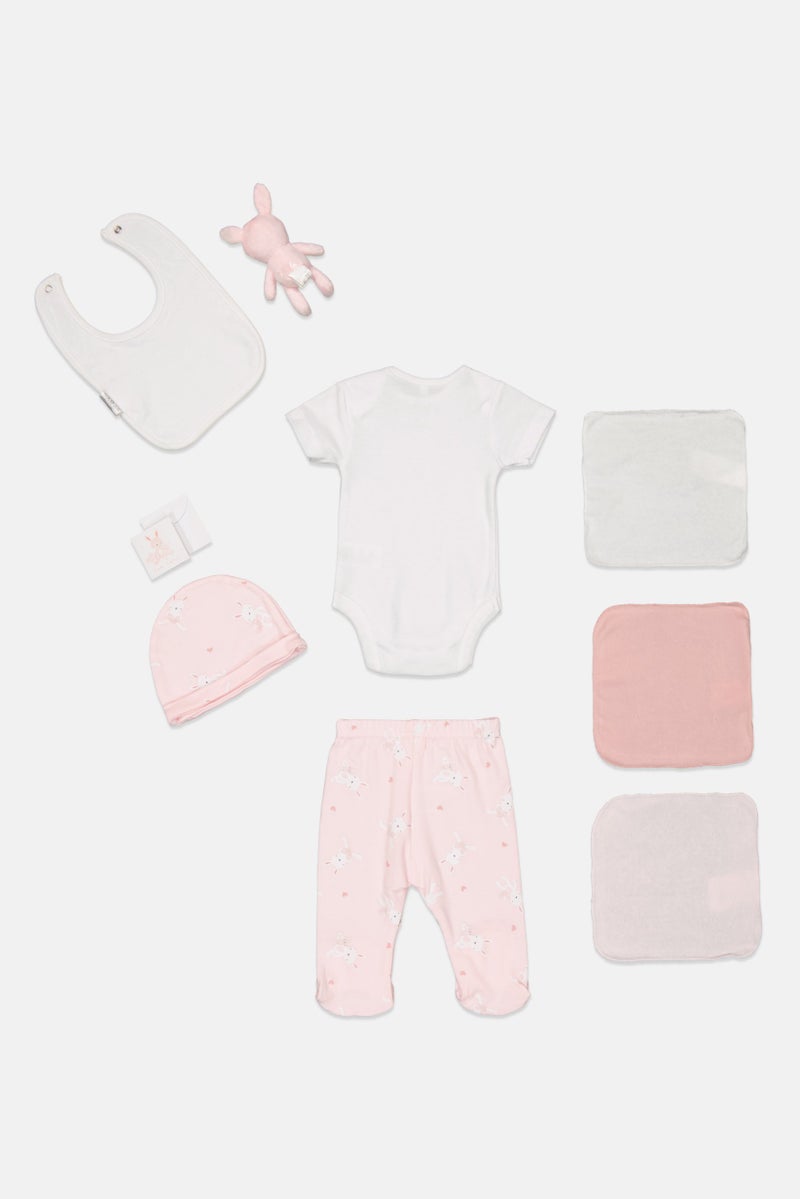 Rock-A-Bye Baby Boutique Toddlers Girl 10 Pieces Bodysuit And Pants Hanging Gift Set, White - Image 2