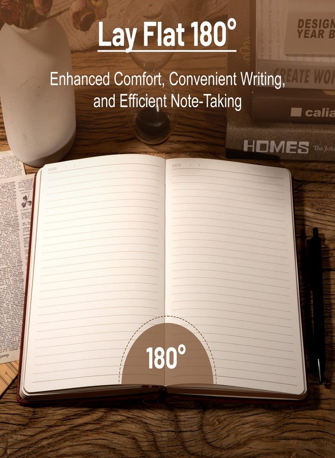 كاجي دفتر يوميات جلدي من CAGIE Compass للرجال، 100 جرام لكل متر مربع، 288 صفحة، دفاتر يوميات مسطرة للكتابة، مجموعة هدايا دفاتر يوميات غلاف مقوى مقاس A5 مع قلم للسفر والمكتب والكتابة اليومية - Image 4