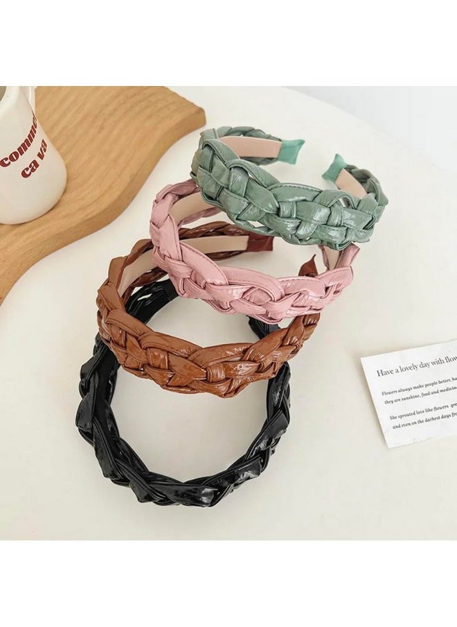 Generic - Hair Accessory Braided Headband Nonslip Hairpiece Old Money Fashion Elegant Chic Style Vegan Leather For Women And Adults Korean Style (Black) - Image 1