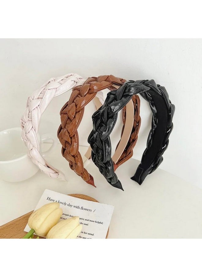 Generic - Hair Accessory Braided Headband Nonslip Hairpiece Old Money Fashion Elegant Chic Style Vegan Leather For Women And Adults Korean Style (Black) - Image 1