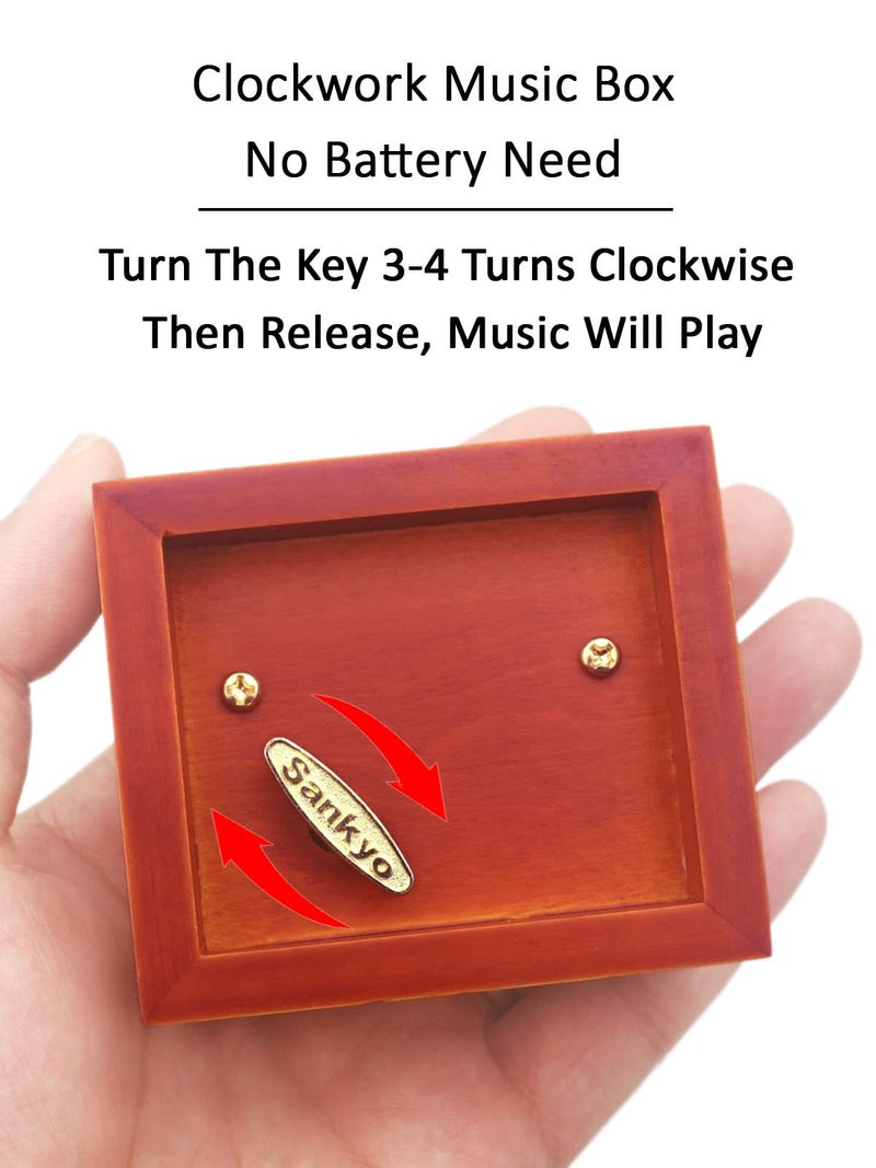 Sinzyo Music Box Carved Wood Wind Up Musical Box Gift for Christmas,Birthday,Valentine's Day(Red Box,Tune : Anastasia-Once Upon A December) - Image 3