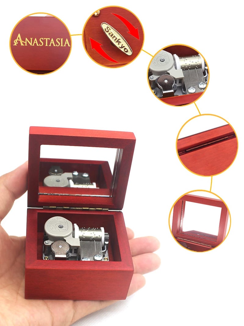 Sinzyo Music Box Carved Wood Wind Up Musical Box Gift for Christmas,Birthday,Valentine's Day(Red Box,Tune : Anastasia-Once Upon A December) - Image 2