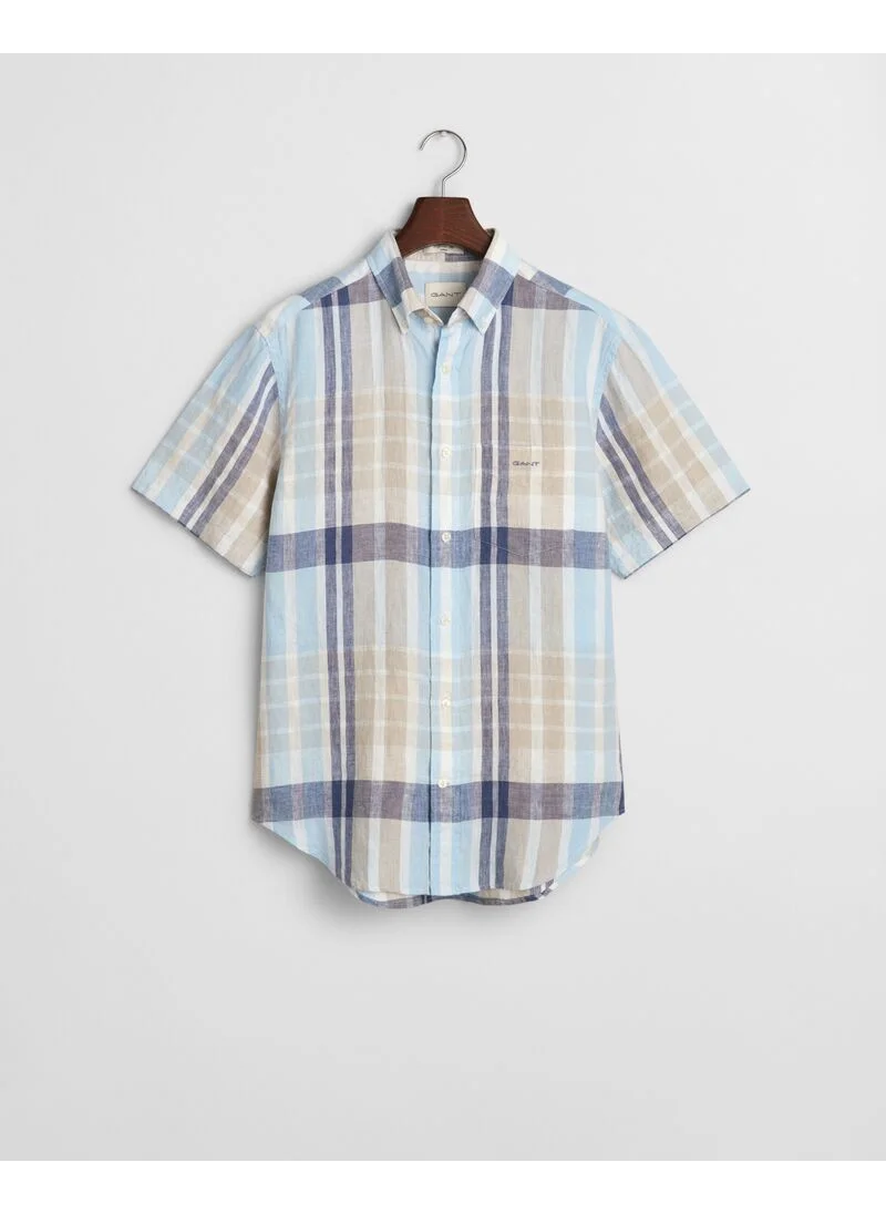 غانت Gant Regular Linen Madras Ss Shirt