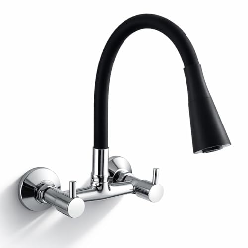 10x Brass Sink Mixer Tap for Kitchen BTl-9876 Tap with Flexible Silicone Spout | Hot & Cold Water Control | Chrome Plated | Heavy Brass Cartridge | Dual Lever Design - Image 1